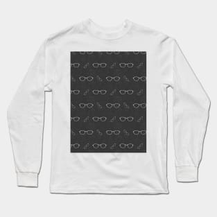 Glasses Pattern | 12 White BG Black Long Sleeve T-Shirt